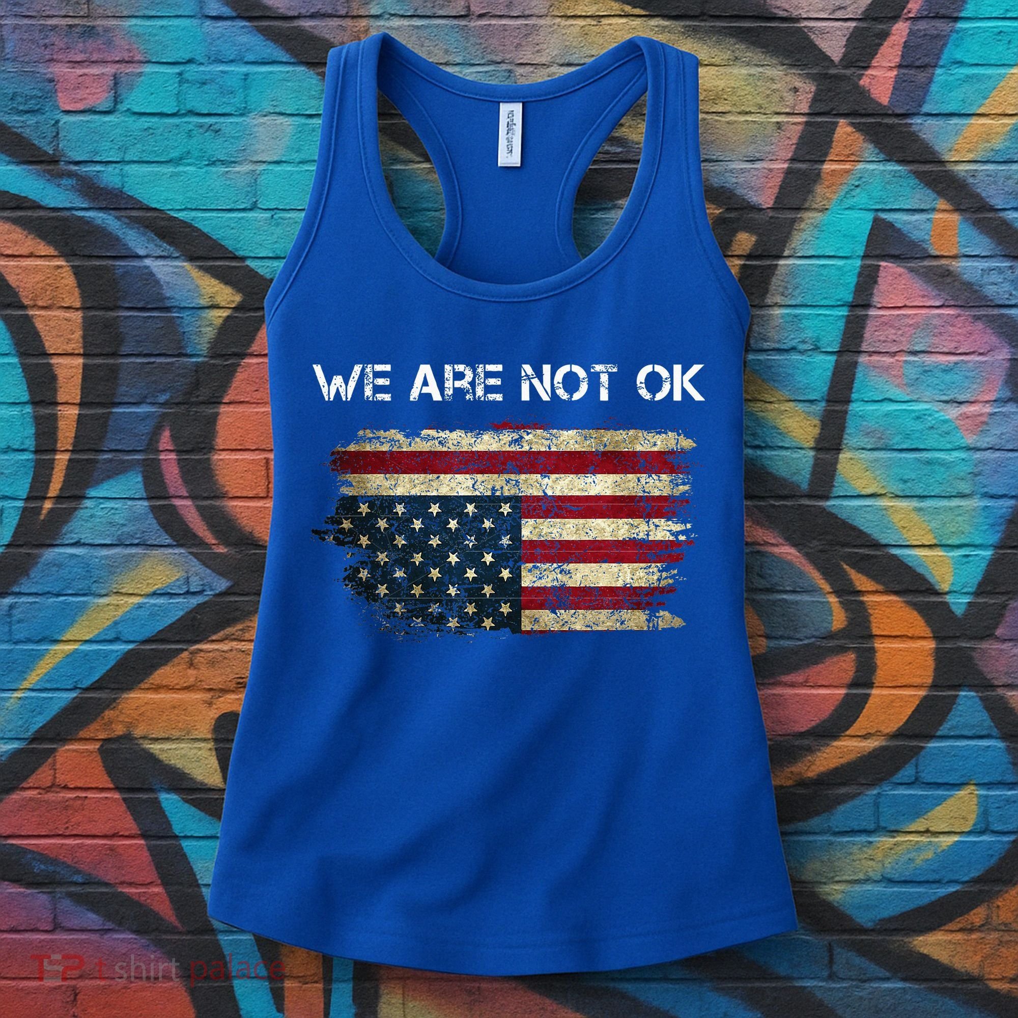 We Are Not Ok Usa Flag Upside Down Women's Tank Top