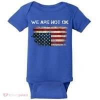We Are Not Ok Usa Flag Upside Down Baby Bodysuit thumb 0
