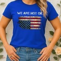 We Are Not Ok Usa Flag Upside Down Women's T-Shirt thumb 2