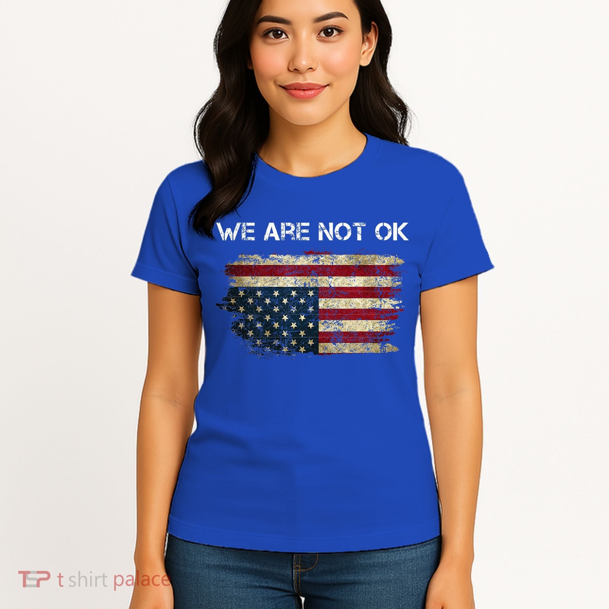 We Are Not Ok Usa Flag Upside Down Women's T-Shirt