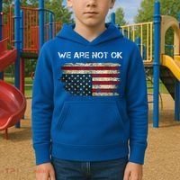 We Are Not Ok Usa Flag Upside Down Kids Hoodie thumb 2