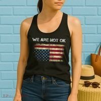 We Are Not Ok Usa Flag Upside Down Women's Tank Top thumb 2
