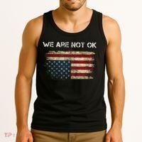 We Are Not Ok Usa Flag Upside Down Tank Top thumb 3