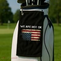 We Are Not Ok Usa Flag Upside Down Golf Towel thumb 2