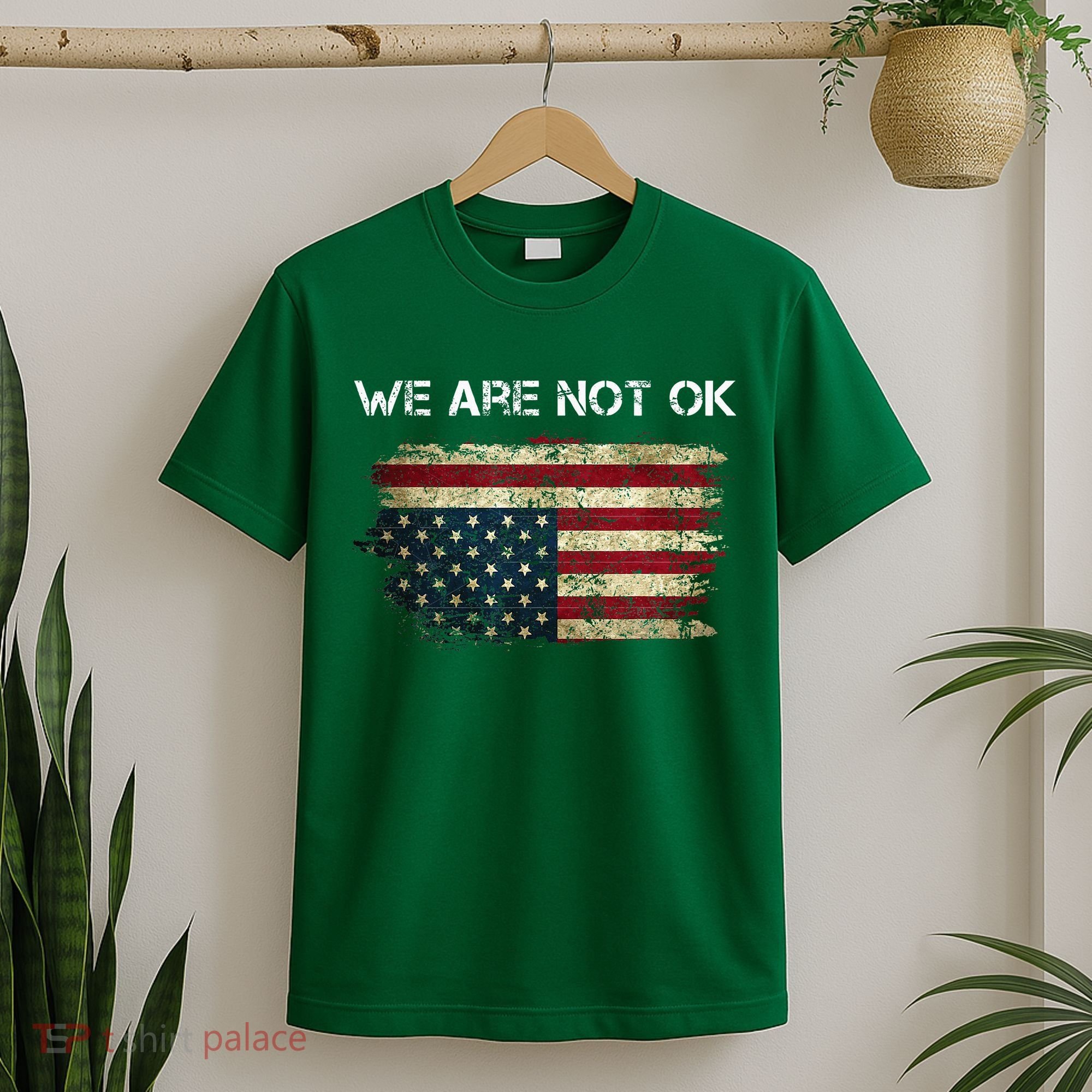 We Are Not Ok Usa Flag Upside Down T-Shirt
