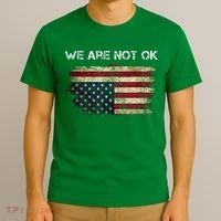 We Are Not Ok Usa Flag Upside Down T-Shirt thumb 3