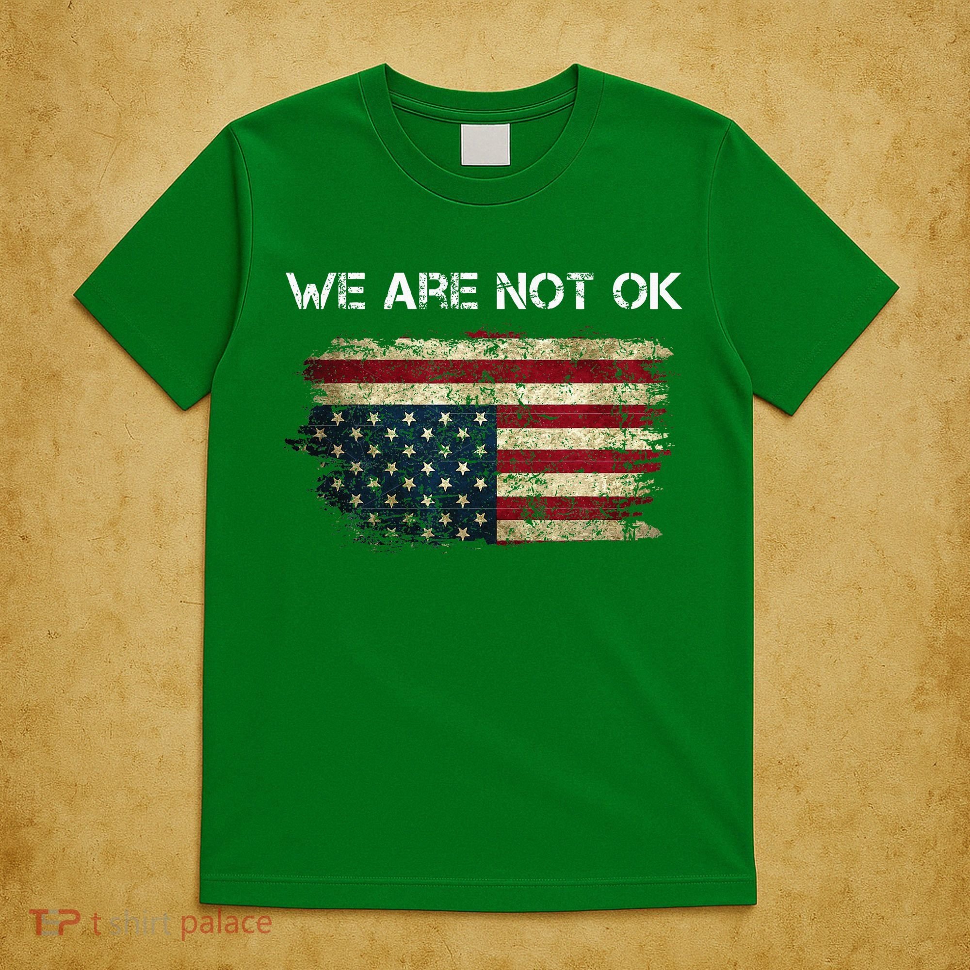 We Are Not Ok Usa Flag Upside Down T-Shirt