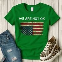 We Are Not Ok Usa Flag Upside Down Women's T-Shirt thumb 3