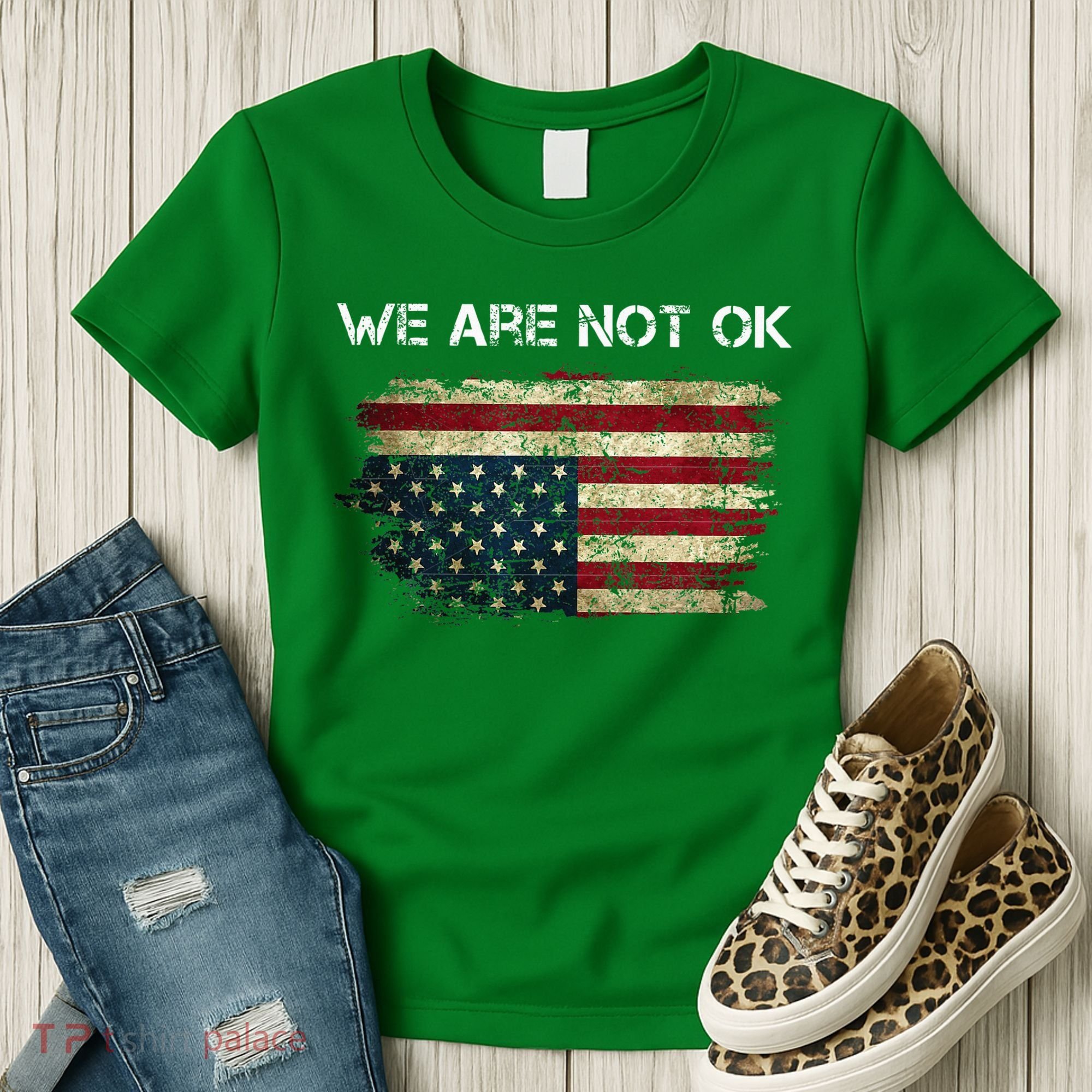 We Are Not Ok Usa Flag Upside Down Women's T-Shirt