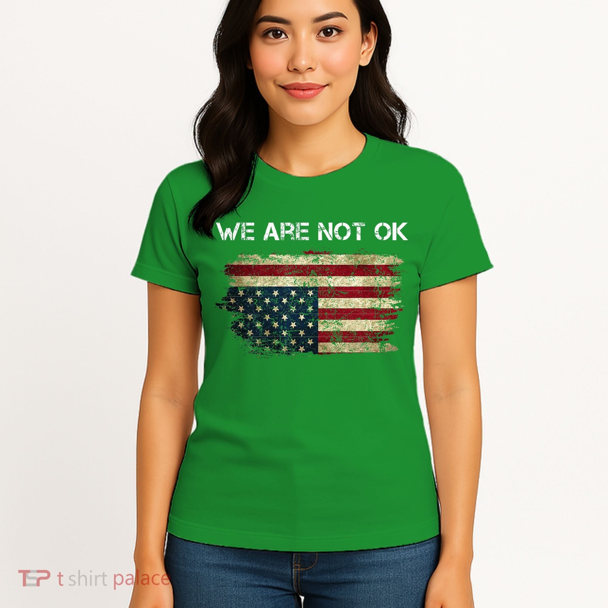 We Are Not Ok Usa Flag Upside Down Women's T-Shirt