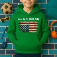 We Are Not Ok Usa Flag Upside Down Kids Hoodie thumb 2