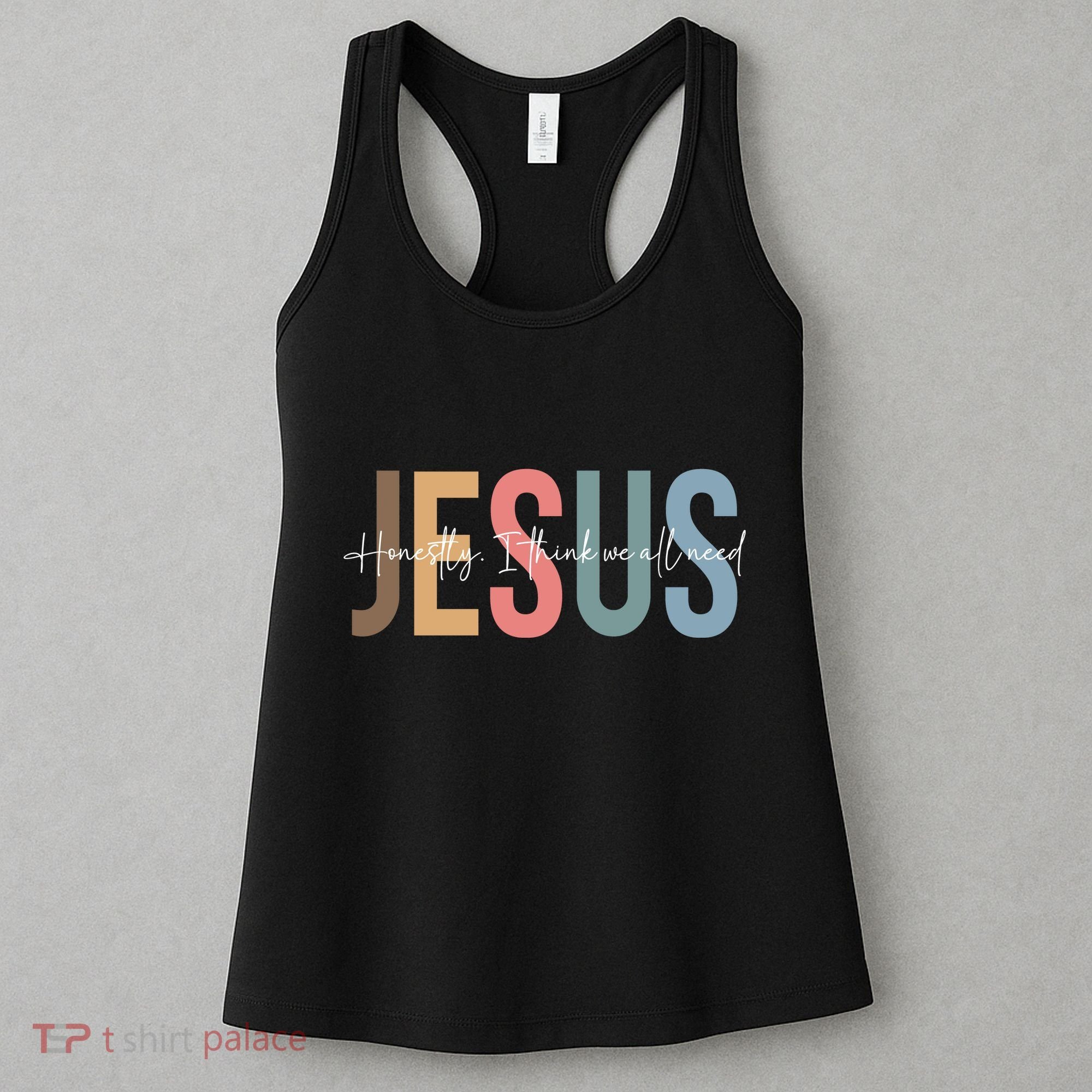 We All Need Jesus Romans 3:23 Christian Bible Verse Front & Back Women's Tank Top