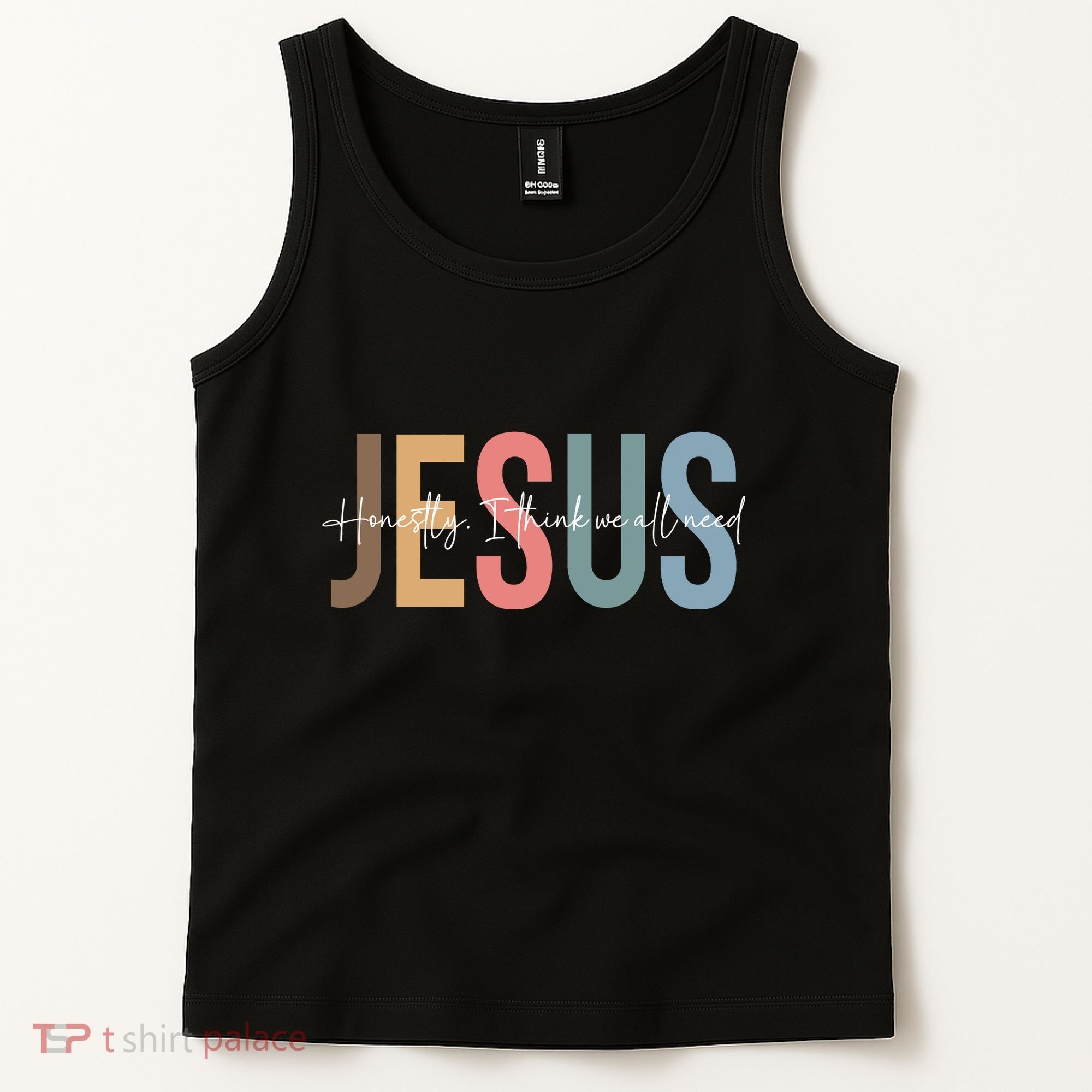 We All Need Jesus Romans 3:23 Christian Bible Verse Front & Back Tank Top