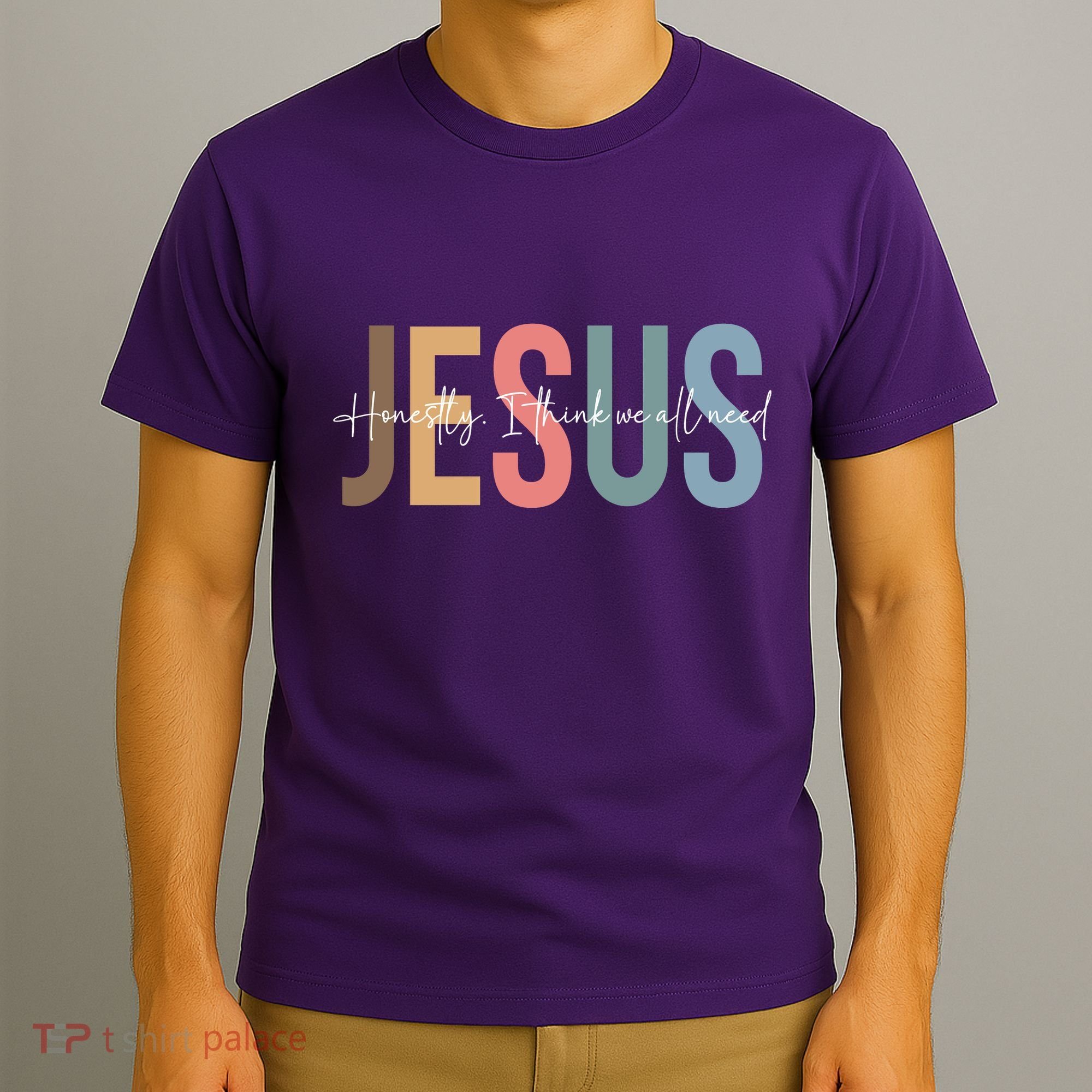 We All Need Jesus Romans 3:23 Christian Bible Verse Front & Back T-Shirt