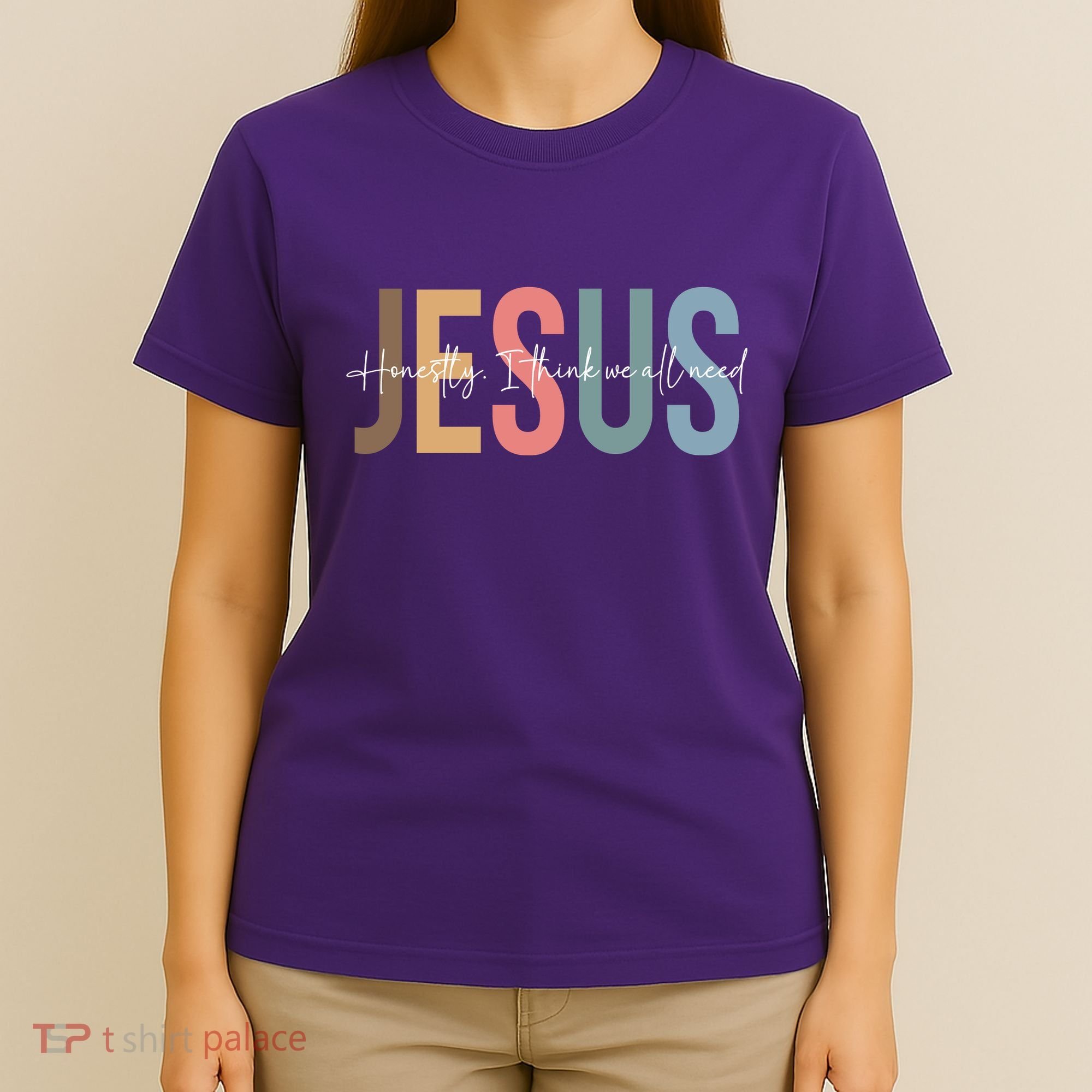 We All Need Jesus Romans 3:23 Christian Bible Verse Front & Back T-Shirt