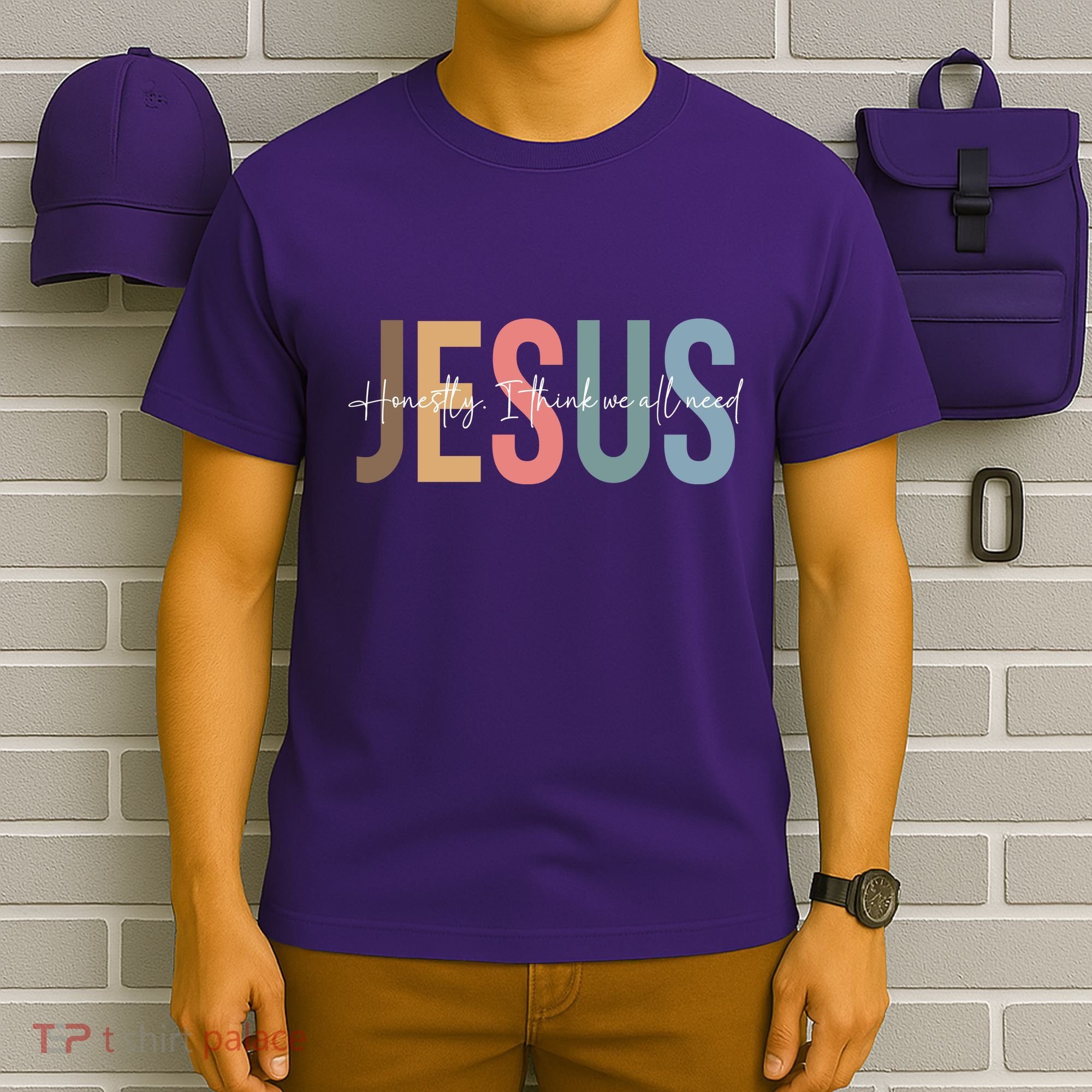 We All Need Jesus Romans 3:23 Christian Bible Verse Front & Back T-Shirt