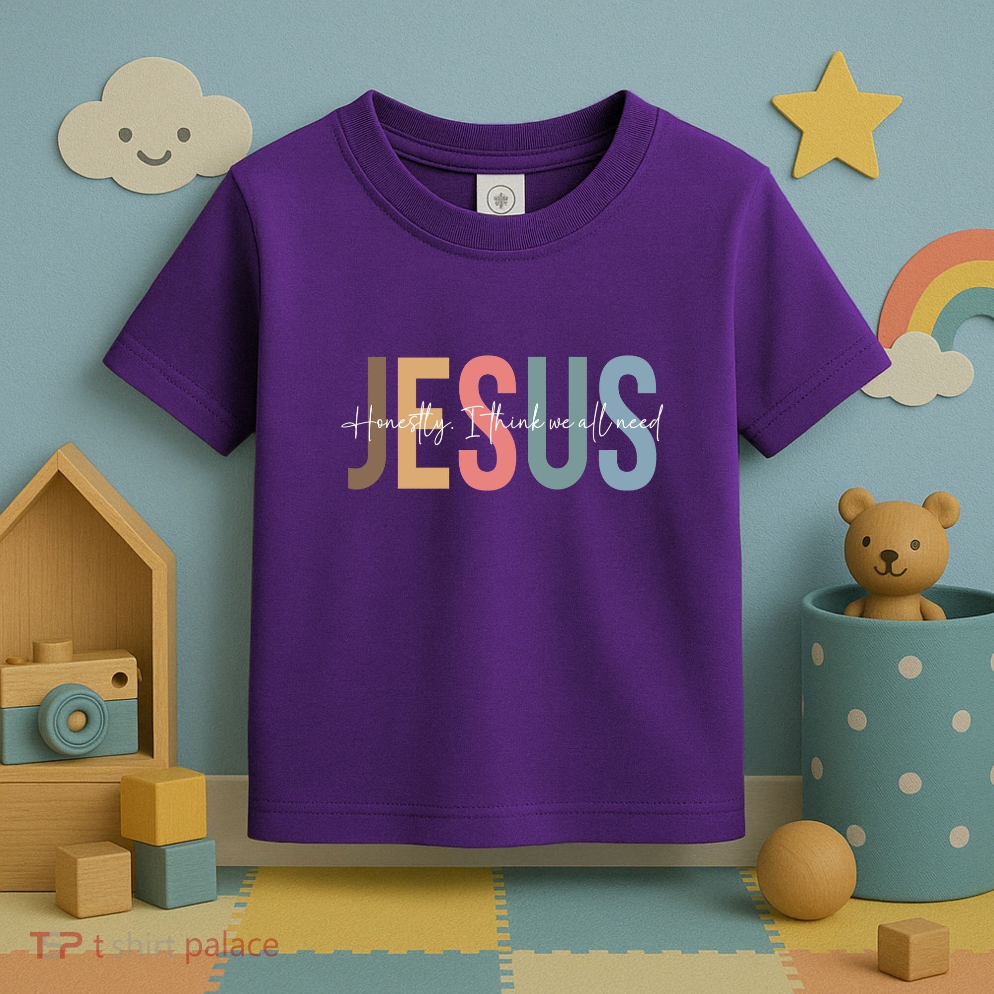 We All Need Jesus Romans 3:23 Christian Bible Verse Front & Back Toddler T-Shirt