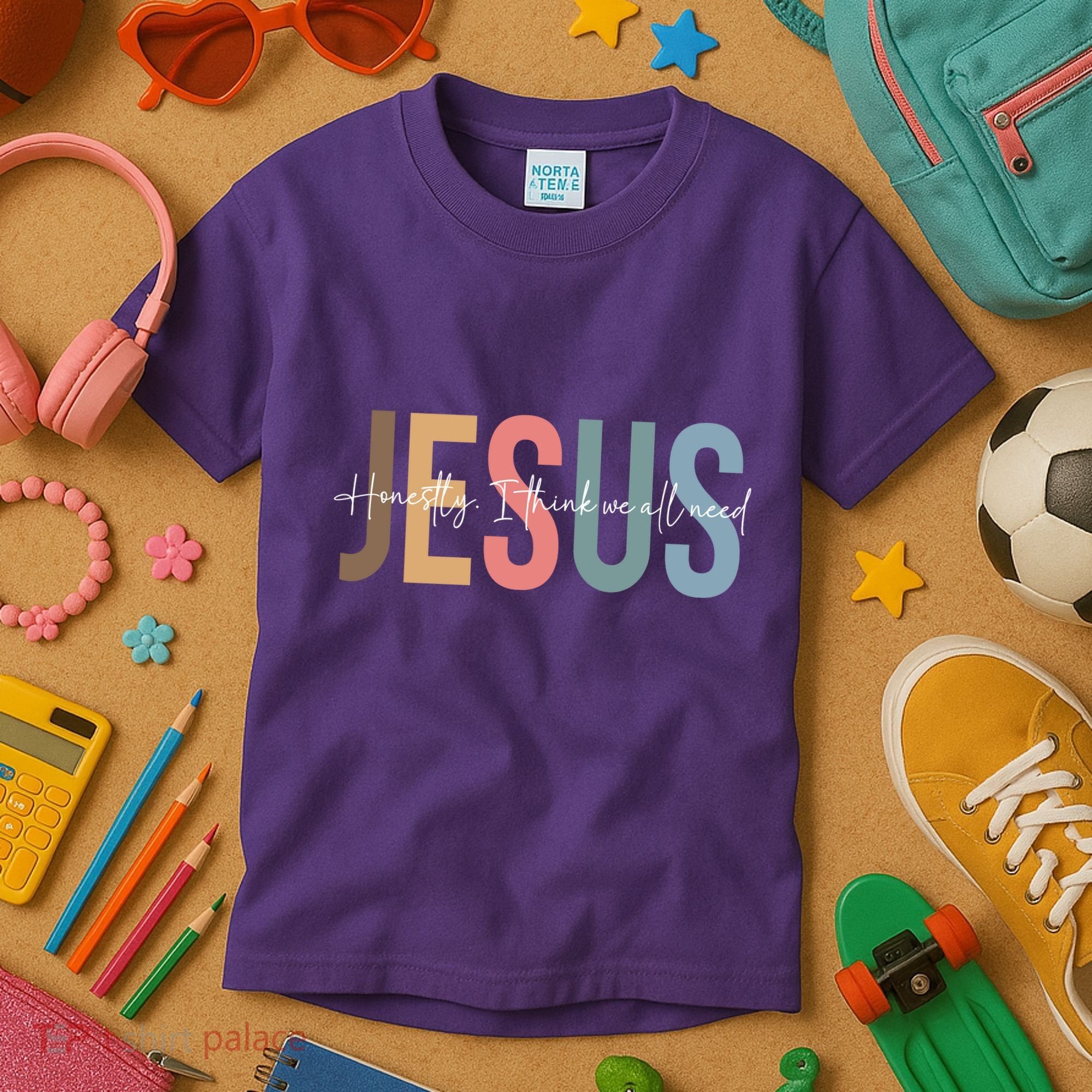 We All Need Jesus Romans 3:23 Christian Bible Verse Front & Back Kids T-Shirt