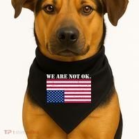 We Are Not Ok Upside Down American Flag USA-Made Doggie Bandana thumb 1