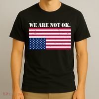 We Are Not Ok Upside Down American Flag T-Shirt thumb 3