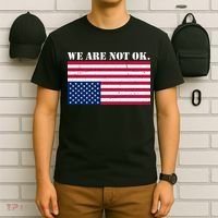 We Are Not Ok Upside Down American Flag T-Shirt thumb 6