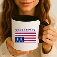 We Are Not Ok Upside Down American Flag Coffee Mug thumb 3