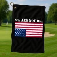 We Are Not Ok Upside Down American Flag Golf Towel thumb 1