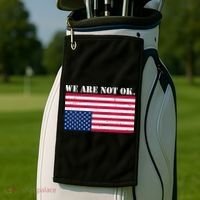 We Are Not Ok Upside Down American Flag Golf Towel thumb 2