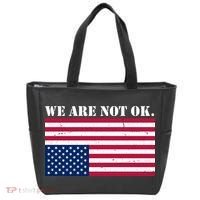 We Are Not Ok Upside Down American Flag Tote Bag thumb 0