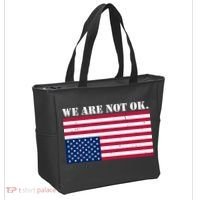 We Are Not Ok Upside Down American Flag Tote Bag thumb 2