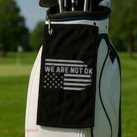 We Are Not Ok Usa Flag Upside Down Golf Towel thumb 2