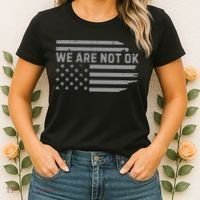 We Are Not Ok Usa Flag Upside Down Women's T-Shirt thumb 2
