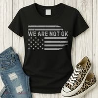 We Are Not Ok Usa Flag Upside Down Women's T-Shirt thumb 3