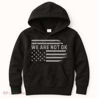 We Are Not Ok Usa Flag Upside Down Kids Hoodie thumb 0