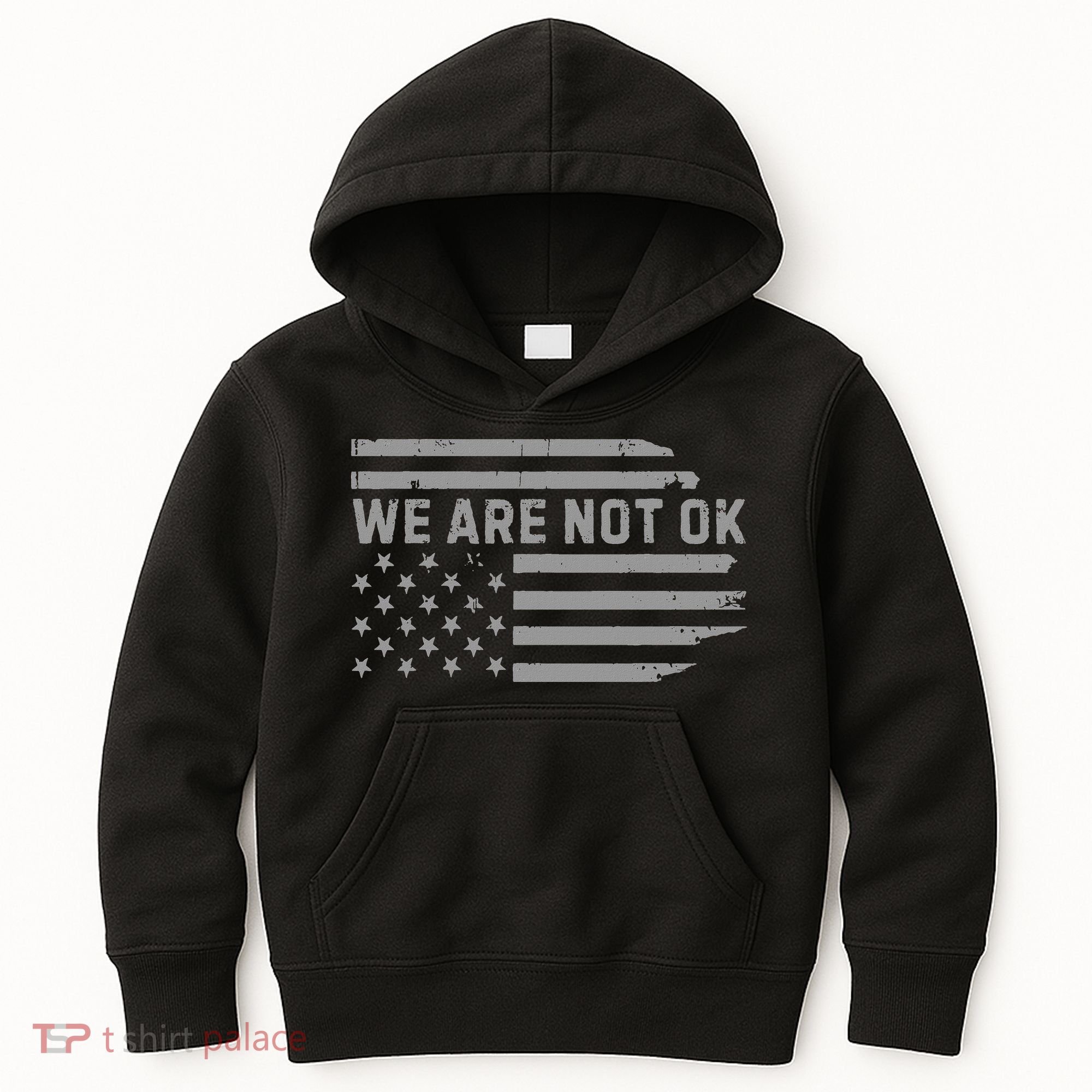 We Are Not Ok Usa Flag Upside Down Kids Hoodie