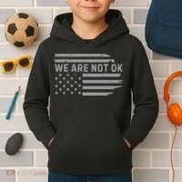 We Are Not Ok Usa Flag Upside Down Kids Hoodie thumb 2