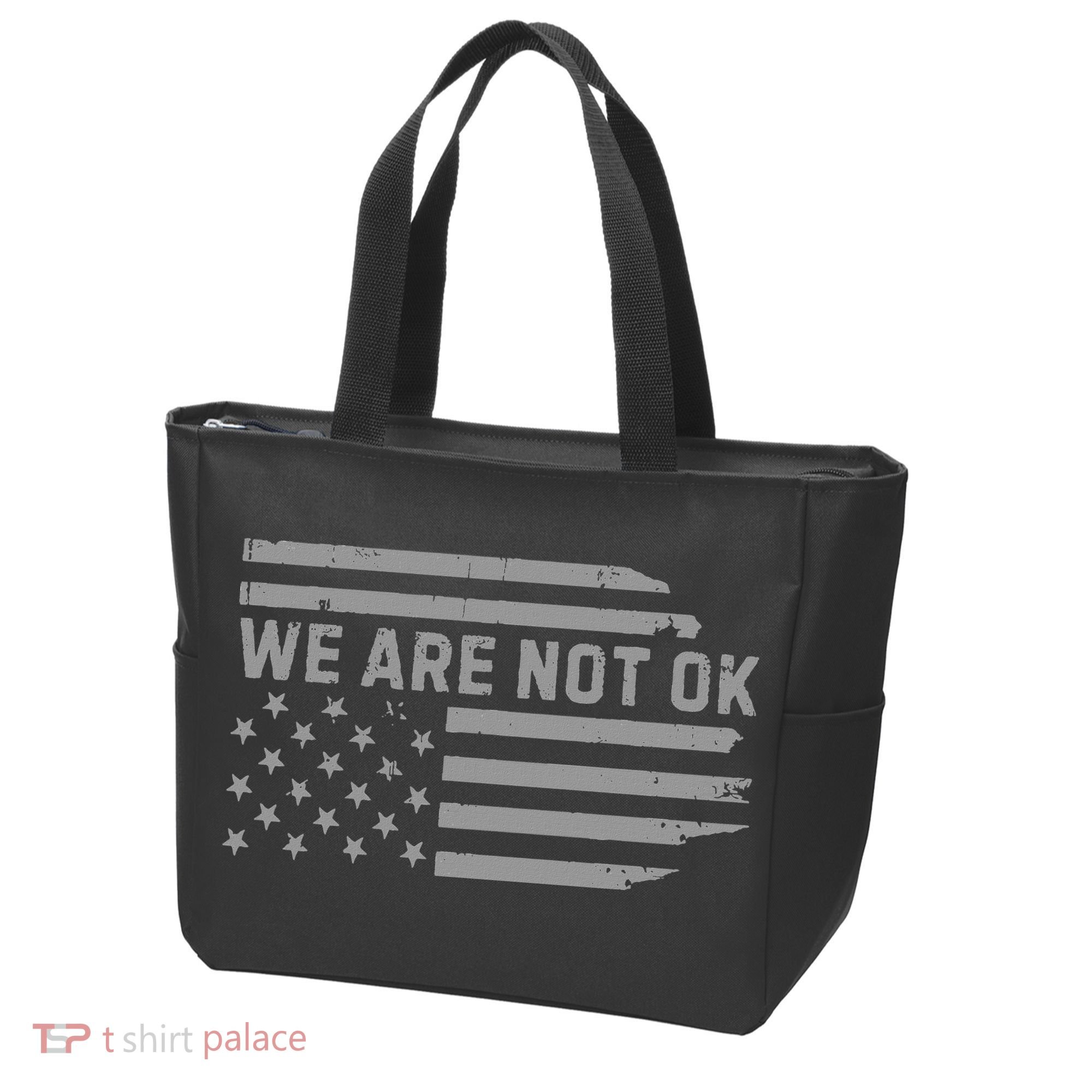 We Are Not Ok Usa Flag Upside Down Tote Bag