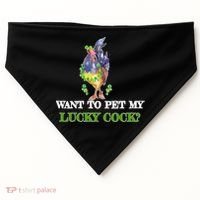 Want To Pet My Lucky Cock St Patrick's Day USA-Made Doggie Bandana thumb 0