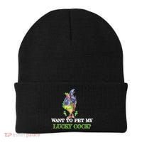 Want To Pet My Lucky Cock St Patrick's Day Beanie thumb 0