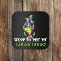 Want To Pet My Lucky Cock St Patrick's Day Coaster thumb 0