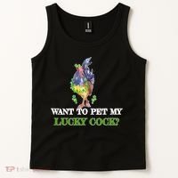 Want To Pet My Lucky Cock St Patrick's Day Tank Top thumb 2