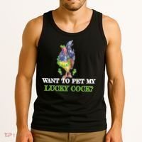 Want To Pet My Lucky Cock St Patrick's Day Tank Top thumb 3