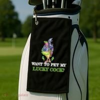 Want To Pet My Lucky Cock St Patrick's Day Golf Towel thumb 2