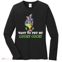 Want To Pet My Lucky Cock St Patrick's Day Women's Long Sleeve Shirt thumb 0
