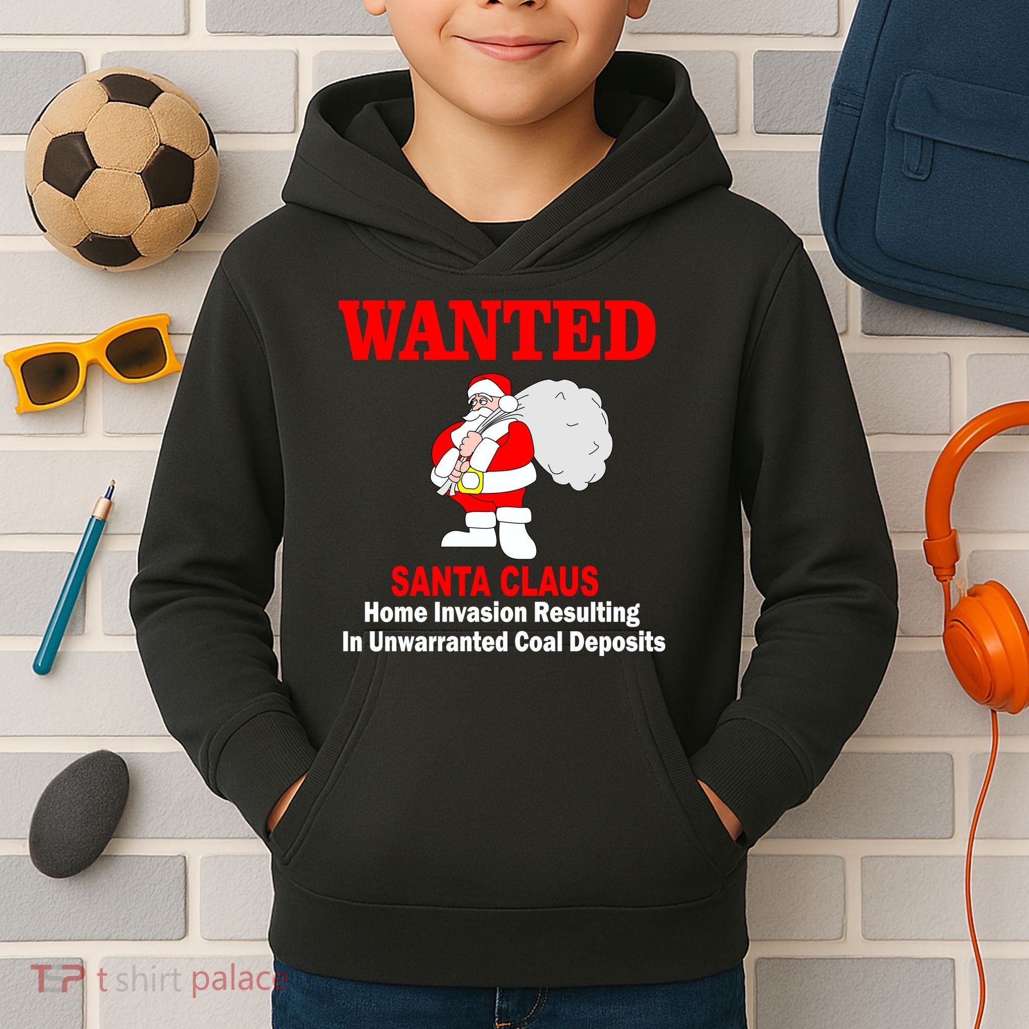 Wanted Santa Claus Home Invasion Kids Hoodie