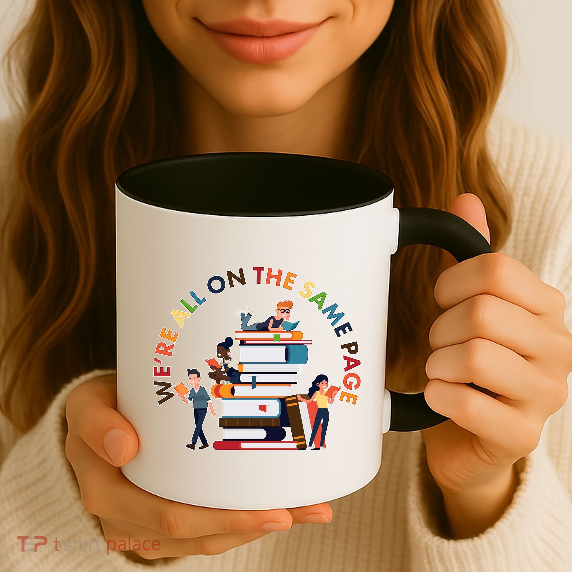 Were All One The Same Page Library Reading Fan Book Lover Coffee Mug