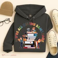 Were All One The Same Page Library Reading Fan Book Lover Hoodie thumb 4