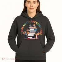 Were All One The Same Page Library Reading Fan Book Lover Hoodie thumb 5
