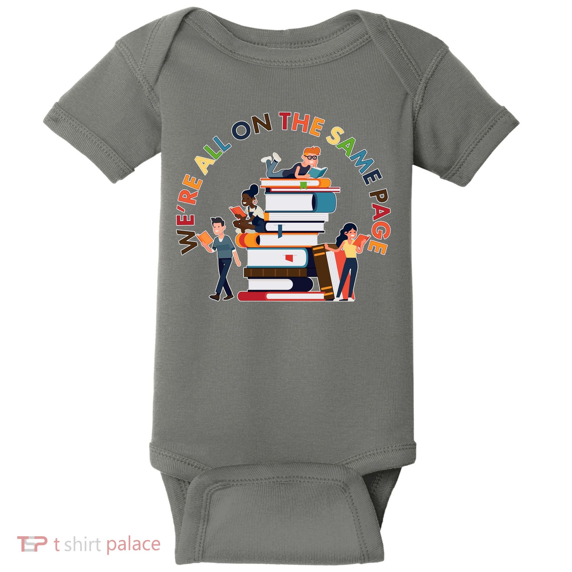 Were All One The Same Page Library Reading Fan Book Lover Baby Bodysuit