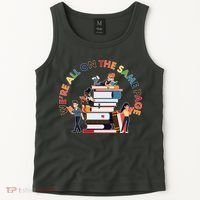 Were All One The Same Page Library Reading Fan Book Lover Tank Top thumb 2